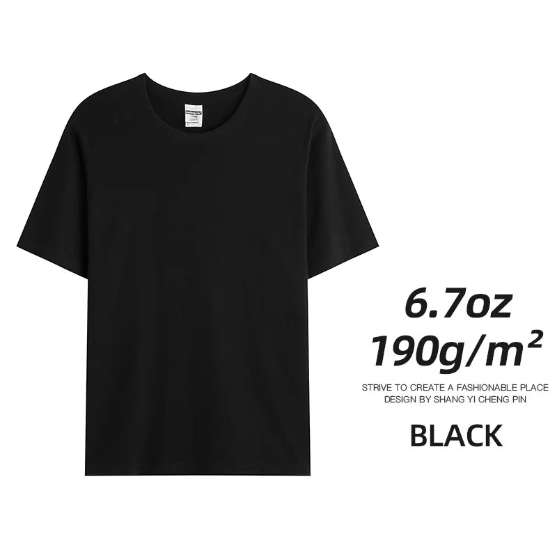 6.7oz 190gsm Combed Cotton Tees Tshirts Mens Solid Tops Woman Male Custom Team Uniform Class Clothes Summer Brand Customization