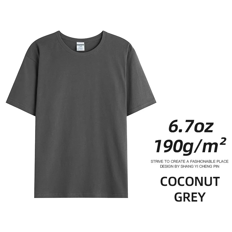 6.7oz 190gsm Combed Cotton Tees Tshirts Mens Solid Tops Woman Male Custom Team Uniform Class Clothes Summer Brand Customization