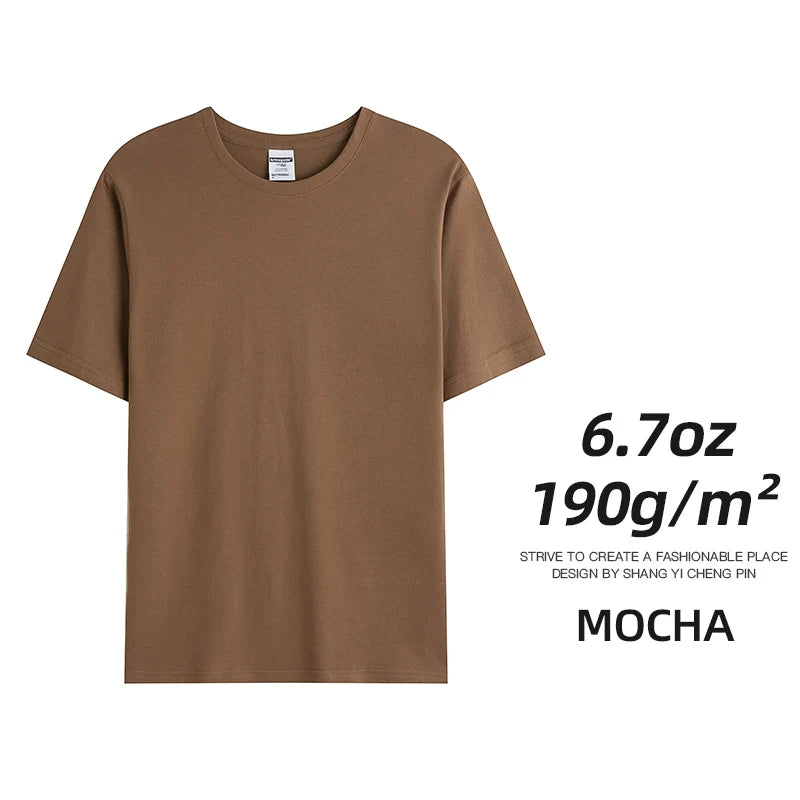 6.7oz 190gsm Combed Cotton Tees Tshirts Mens Solid Tops Woman Male Custom Team Uniform Class Clothes Summer Brand Customization