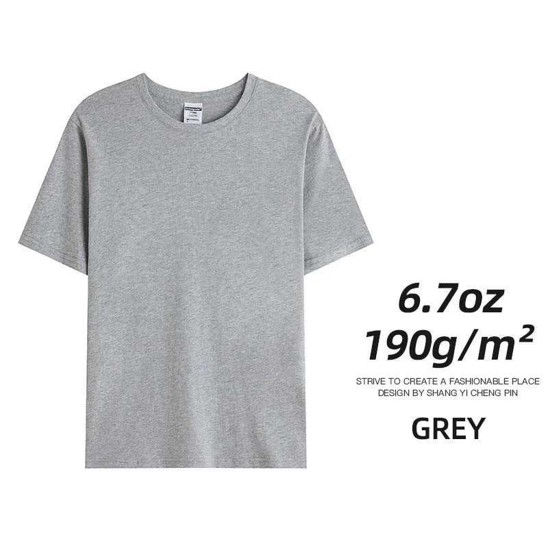 6.7oz 190gsm Combed Cotton Tees Tshirts Mens Solid Tops Woman Male Custom Team Uniform Class Clothes Summer Brand Customization